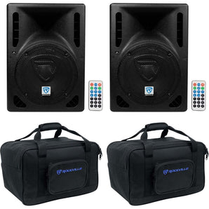 (2) Rockville RPG8BT 8" Bluetooth 800w DJ PA Speakers+Weather proof Carry Bags