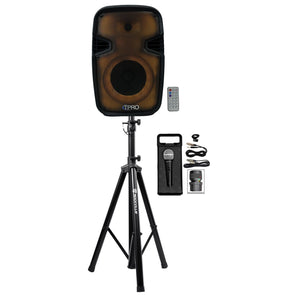 Technical Pro PLIT8 Portable 8" Bluetooth Party Speaker w/LED+Stand+Microphone