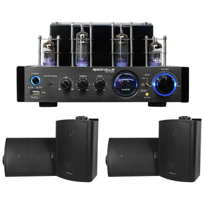 Rockville BluTube LED Tube Amplifier/Home Theater Bluetooth Receiver+4) Speakers