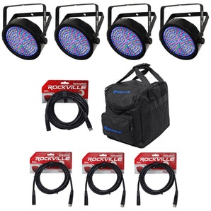 (4) Chauvet SlimPAR 64 RGBA Compact DMX LED Wash Lights+Lighting Bag+(4) Cables