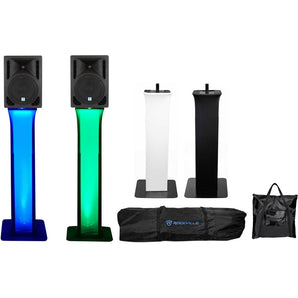 2) Rockville RPG10BT 10" Powered 600w DJ Speakers w/Bluetooth+Totem Style Stands