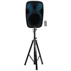 Technical Pro PLIT15 Portable 15" Bluetooth Party Speaker w/LED + Tripod Stand