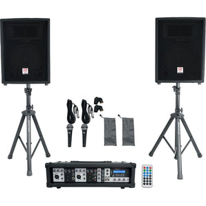 Rockville Dual 10" Karaoke Machine System w/Mixer+Mic Stand w/Tablet Mount+Bag