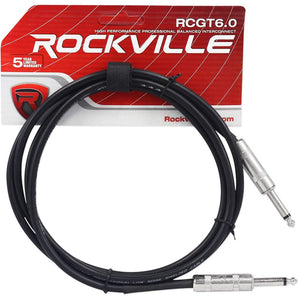 Rockville RCGT6.0B 6' 1/4'' TS to 1/4'' TS Instrument/Guitar Cable100% Copper