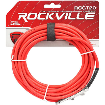 (4) 20' 1/4" TS to 1/4'' TS Guitar Cable (Blue and Red)
