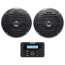KICKER KMC3 Gauge Hole Digital Media Bluetooth Receiver+(2) 5.25" Black Speakers