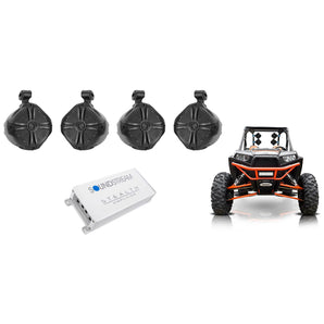 4 Rockville RWB90B 8" Tower Speakers+4-Channel Amplifier for Polaris RZR/ATV/UTV