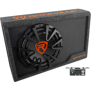 Rockville 12" Under-Seat Powered Subwoofer+Box For 2015-up Chevy Silverado Crew