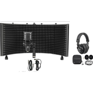 Rockville RCM PRO Studio/Recording Condenser Microphone+Headphones+Iso Shield