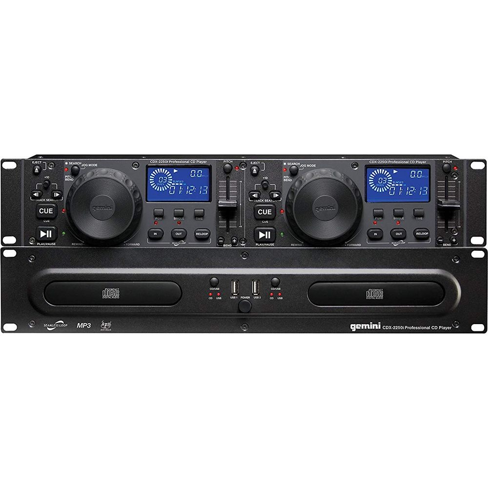 Gemini CDX-2250i DJ Dual Two Deck CD/MP3 Media Player+Dual Wireless Mics