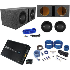 2) Polk Audio MM1042DVC 10” 2400w Subwoofers+Vented Sub Box+Mono Amplifier+Wires