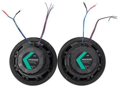 Pair KICKER 45KM84L 8" 600 Watt Marine Boat Wakeboard Tower Speakers w/LED's KM8