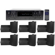 H12X500UBT 6-Zone Receiver + (12) Black 5.25 In Outdoor/Indoor Speakers
