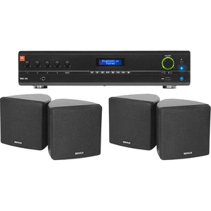 JBL Commercial Amplifier+(4) 3.5" Black Cube Speakers for Restaurant/Bar/Cafe