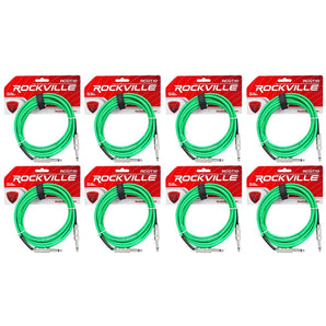 8 Rockville RCGT10G 10'  1/4" TS to 1/4'' TS Guitar/Instrument Cable