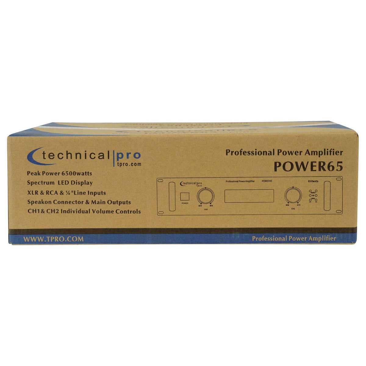 POWER65 6500W 2 Channel 2U Power Amplifier Amp + XLR Cable