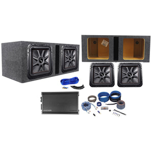 2) KICKER 45L7R122 12" 1200w L7R Solo-Baric Subwoofers+CXA12001 Amp+Vented Box