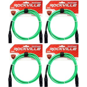 4 Rockville RCXFM6P-G Green 6' Female to Male REAN XLR Mic Cable 100% Copper