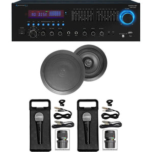 Home Karaoke Machine System w/ Bluetooth+(2) 6.5" Black Ceiling Speakers