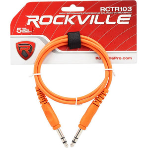 12 Rockville 3' 1/4'' TRS to 1/4'' TRS Cable 100% Copper (6 Colors x 2 of Each)