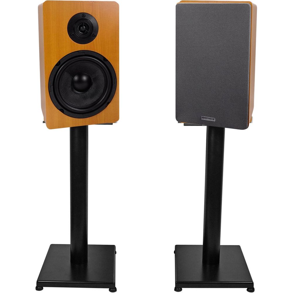 RockShelf 64C Classic 6.5" Home Bookshelf Speakers w/21" Stands