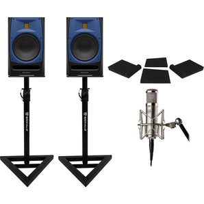 (2) Presonus R80 Powered 8" AMT Studio Monitors w/Ribbon Tweeter+Warm Audio Mic