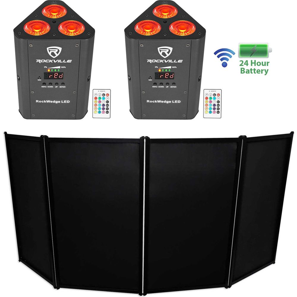 RFAAC DJ Event Facade Booth + (2) RockWedge LED Wireless DMX Par Lights