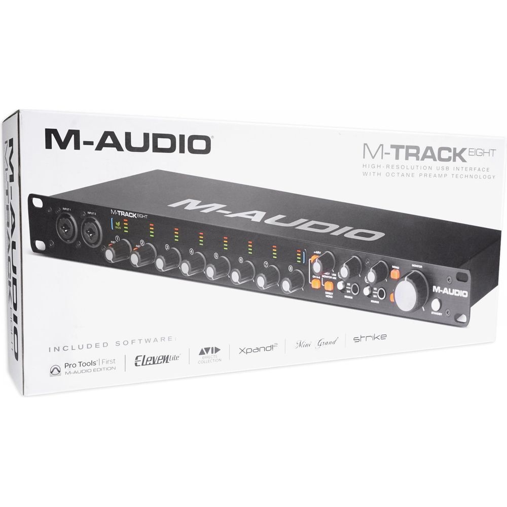M-Audio M-Track Eight 8 USB Audio Recording Studio Rack Interface+8 Mi ...