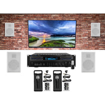 Home Karaoke Machine System + (4) 5.25" White Wall Mount Speakers