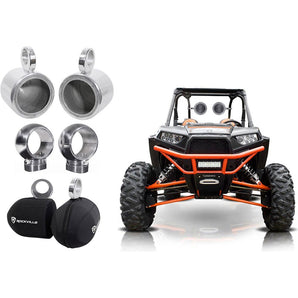 2) Rockville MAC65S 6.5" 360 Degree Swivel Tower Speaker Pods+Covers RZR/ATV/UTV