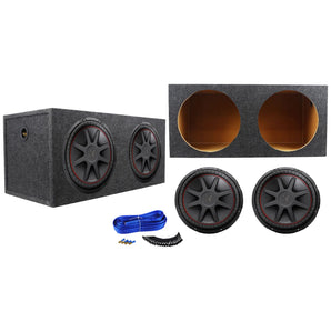 (2) Kicker 43CVR154 COMPVR 15" 2000 Watt Car Subwoofers+Sealed Sub Box Enclosure