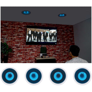 (4) Rockville HC85B-LED 8" 700 Watt In-Ceiling Home Theater Speakers w/Blue LED