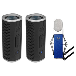 Blue Blueberry Recording Microphone Mic w/ Shockmount+(2) Bluetooth Speakers