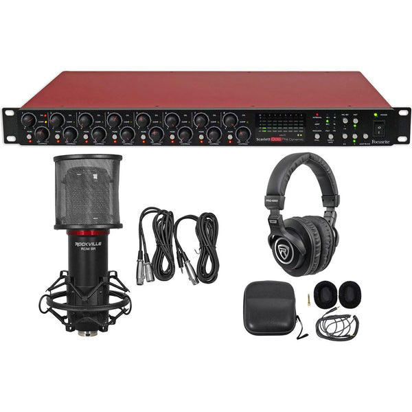 Focusrite SCARLETT 2I2 STUDIO 3rd Gen Audio Interface +Mic+Headphones and  Boom Arm - Rockville Audio