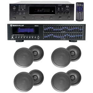 6000w 6) Zone, Home Theater Bluetooth Receiver+8) Black 6.5" Ceiling Speakers+EQ