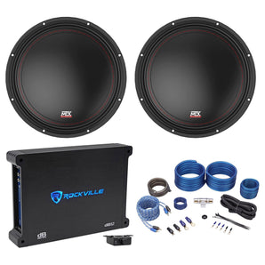 (2) MTX 3510-04 10" 1000w SVC 4-ohm Car Audio Subwoofers+Mono Amplifier+Amp Kit