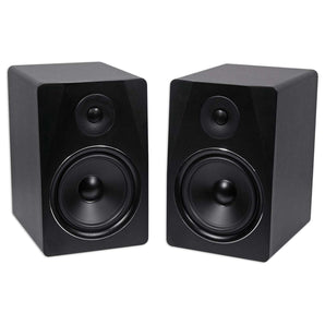 2) Rockville APM8B 8"500w Studio Monitors+36" Stands+Pads+Headphones+Mic+Shield