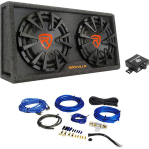 Rockville RG212CA 2000w Dual 12 inches Vented Powered Car Subwoofer Enclosure+Amp Kit
