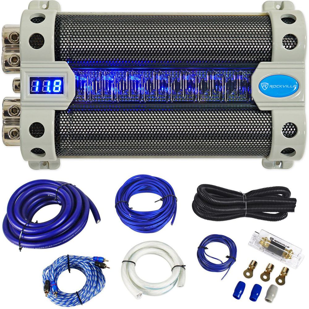 50 Farad Capacitor + 0 Gauge Amp Wiring Kit Bundle