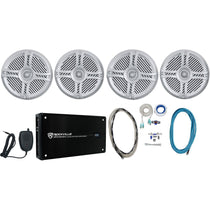 RMSTS65S Silver 6.5" Marine Speakers 4-Pack + KRYPTON MF4 Amplifier Bundle