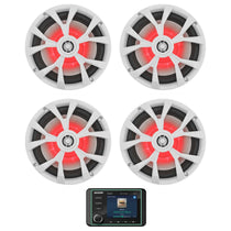 KMC5 Marine Digital Media Receiver w/Bluetooth+(4) 8" White LED Speakers