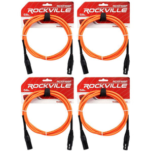 4 Rockville RCXFM6P-O Orange 6' Female to Male REAN XLR Mic Cable 100% Copper