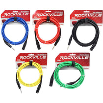 5 10' Male XLR to 1/4" TRS Cables 100% Copper (Black, Blue, Red, Yellow, and Green)
