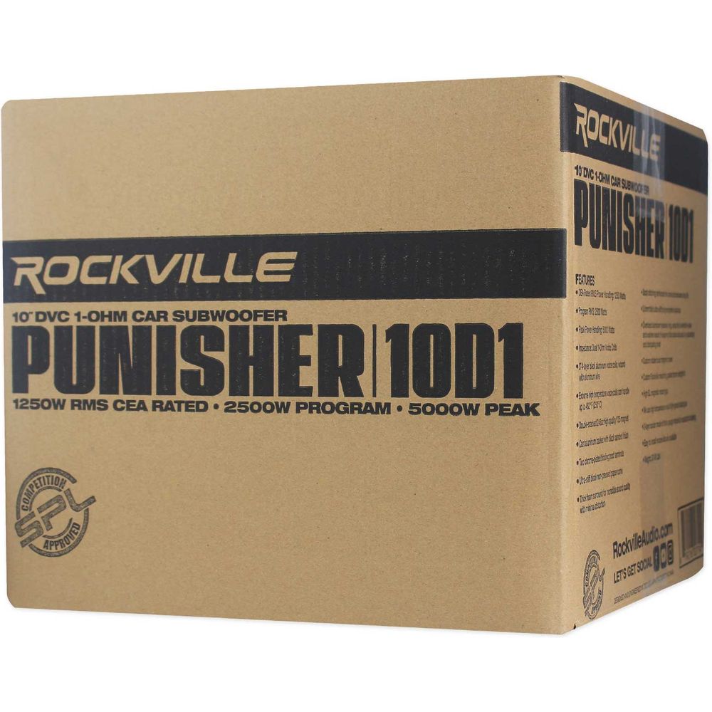(2) Punisher 10D1 10" 5000W Competition Subwoofers + Mono Amplifier + Wires