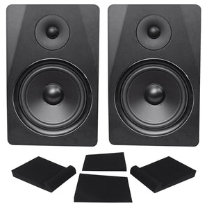 (2) Rockville DPM8B Dual Powered 8" 600w Active Recording Studio Monitors+Pads