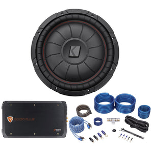 Kicker 43CVT124 COMPVT 800W 12" Car Subwoofer Sub+2-Channel Amplifier+Amp Kit