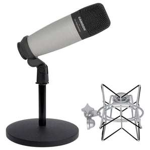 Samson C01 Studio Recording Podcast Microphone+Shock Mount+Weighted Mic Stand