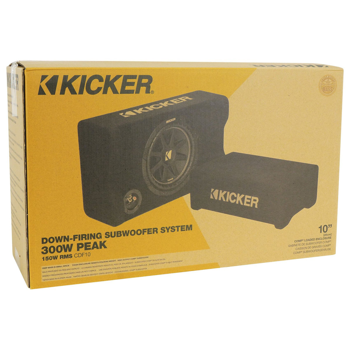 Kicker 48CDF104 Comp10 10" 300w Down Firing Car Subwoofer in Sub Box Enclosure