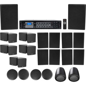 6-Zone Home Audio Receiver+4 Black Ceiling+10) Wall+2) Pendant+10) Cube Speakers
