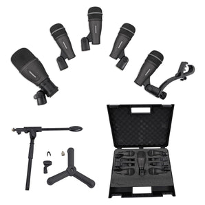 Samson DK705 Drum Microphone Kit-(1) Q71 Kick Mic+(4) Q72 Snare/Tom Mics+Stand